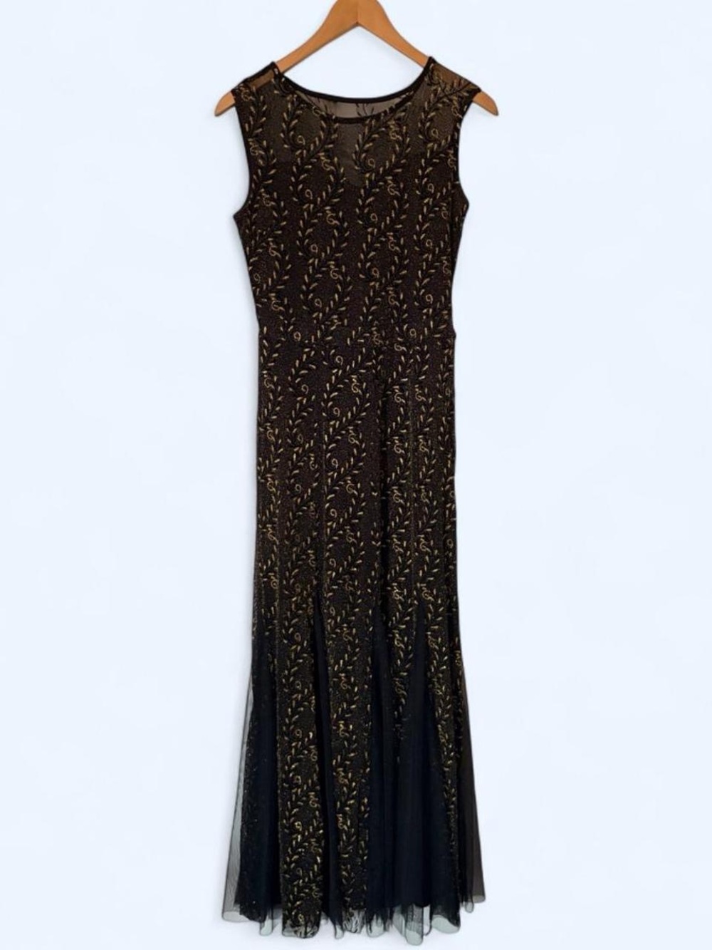 Candalite Sleeveless Floor-length Mesh Maxi Dress S